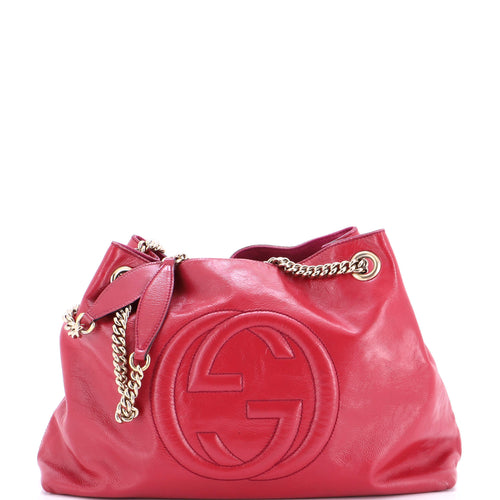 GUCCI Soho Chain Strap Shoulder Bag Patent Medium