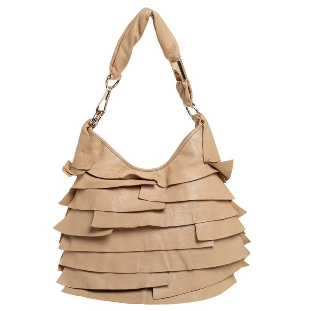 Yves Saint Laurent Beige Leather Small St Tropez Hobo