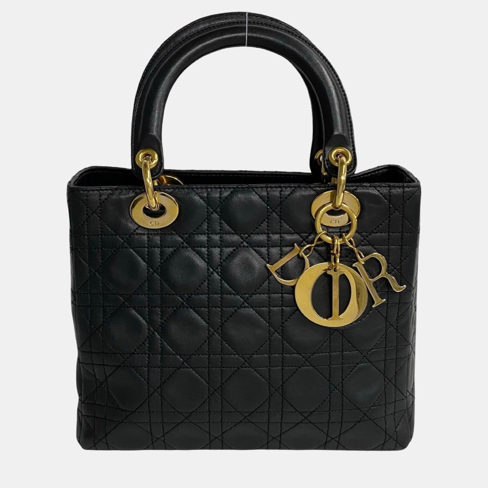 Dior Sac à main en cuir noir de taille moyenne pour femme