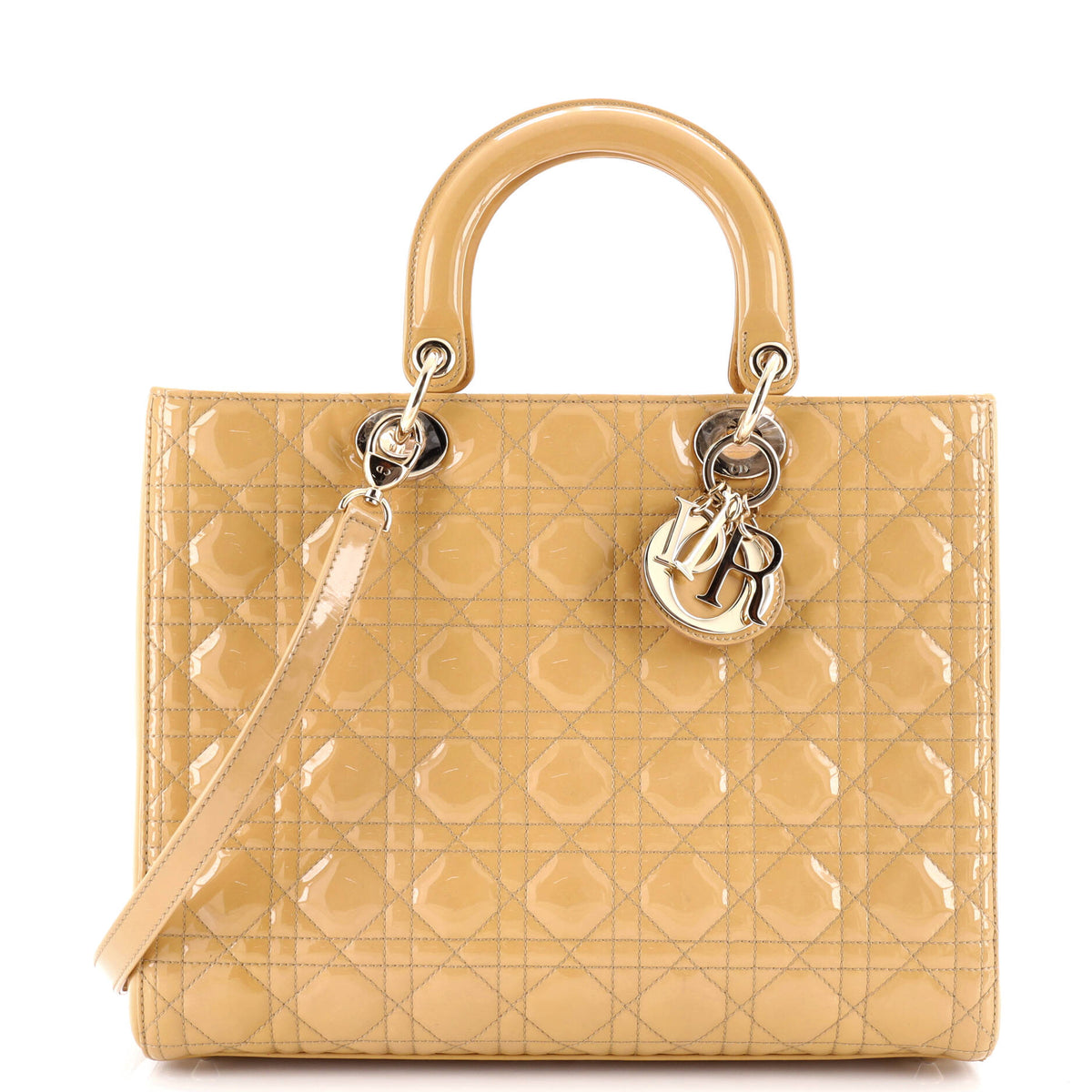 Christian Dior Lady Dior Bag Cannage Quilt Patent Large