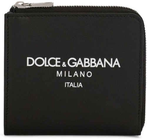 Men's Logo Print Leather Wallet in Black | Size UNICA | BP3273AN244