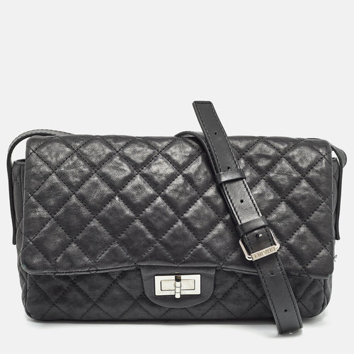 Black Quilted Leather Easy Reissue Messenger Bag