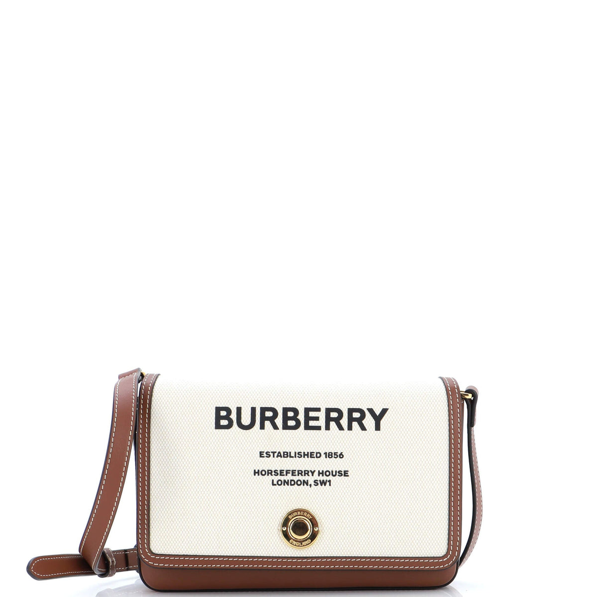 Burberry Flap Crossbody Bag Horseferry Print Canvas with Leather Small
