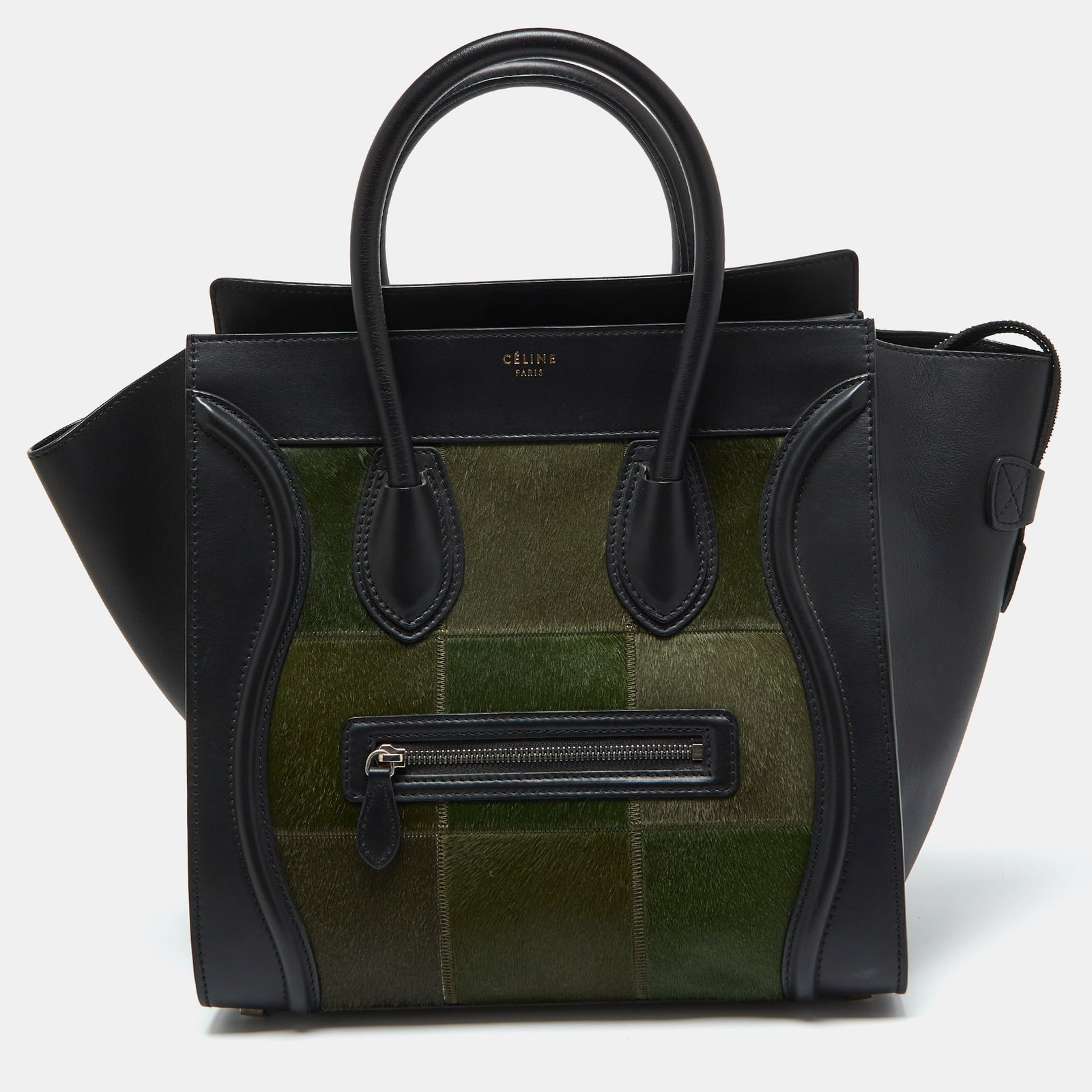 Celine Tricolor Calfhair and Leather Mini Luggage Tote