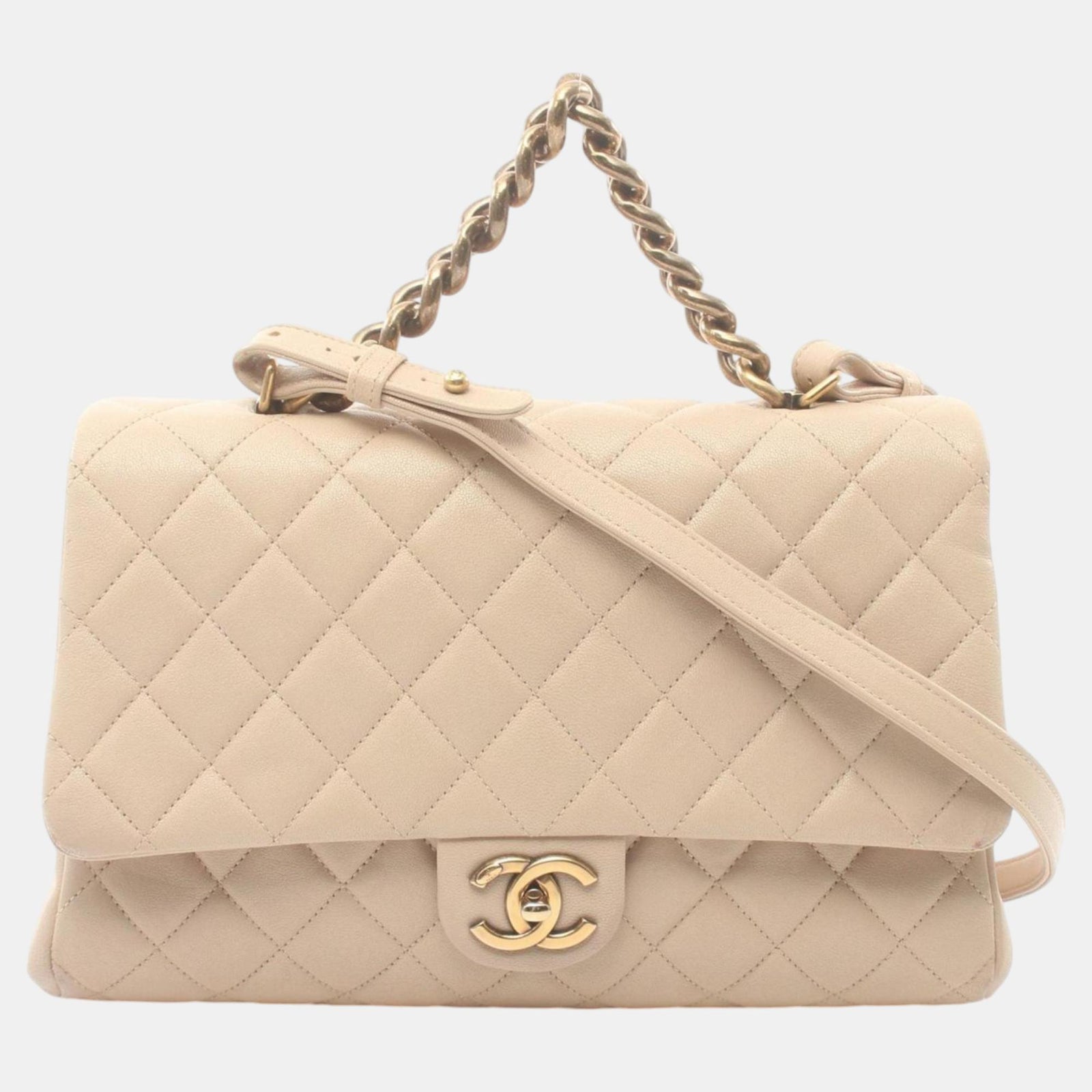 Chanel Beigefarbene Matelassé-Handtasche aus Leder