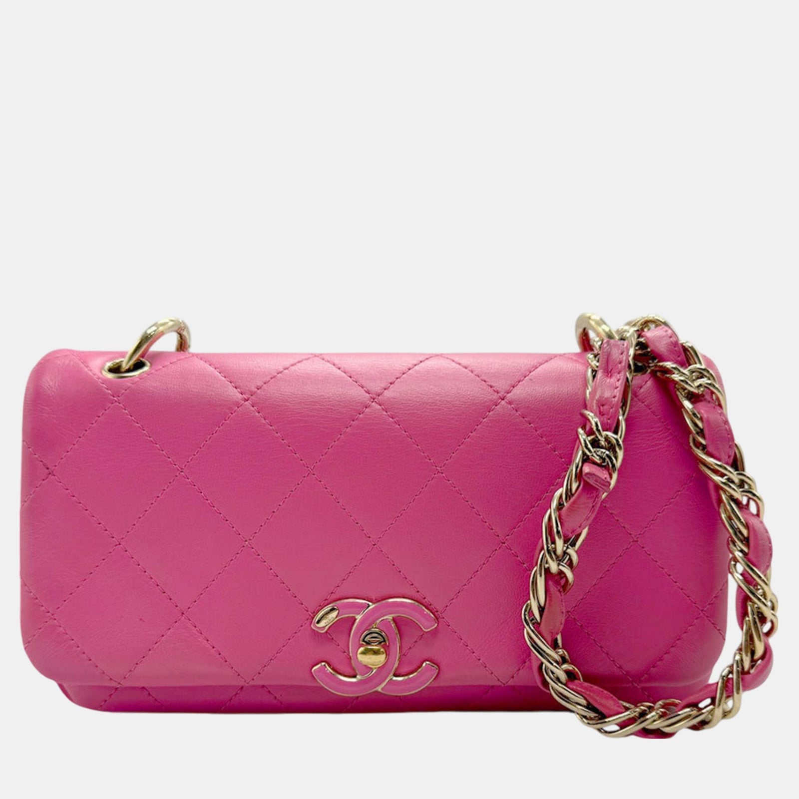 Chanel Schultertasche Matelassé aus Leder in Roségold