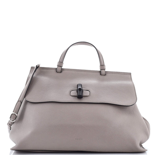 GUCCI Bamboo Daily Top Handle Bag Leather Large