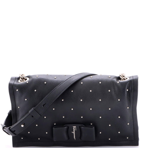 Viva Bow Flap Bag Studded Leather Small