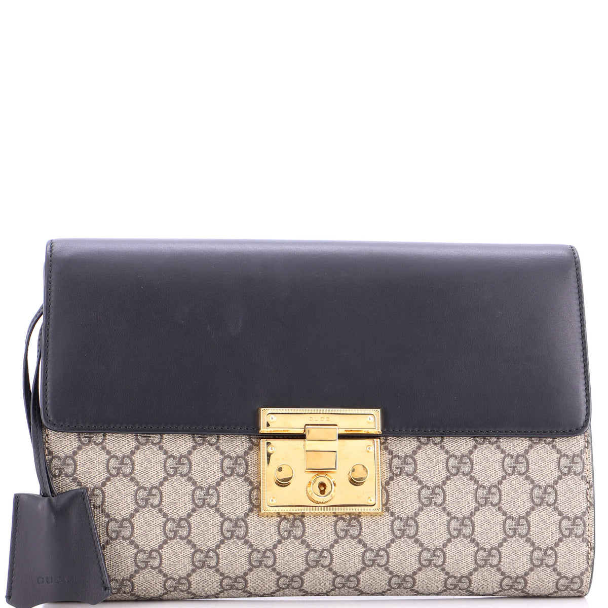 Gucci GUCCI Padlock Clutch GG Canvas and Leather Large