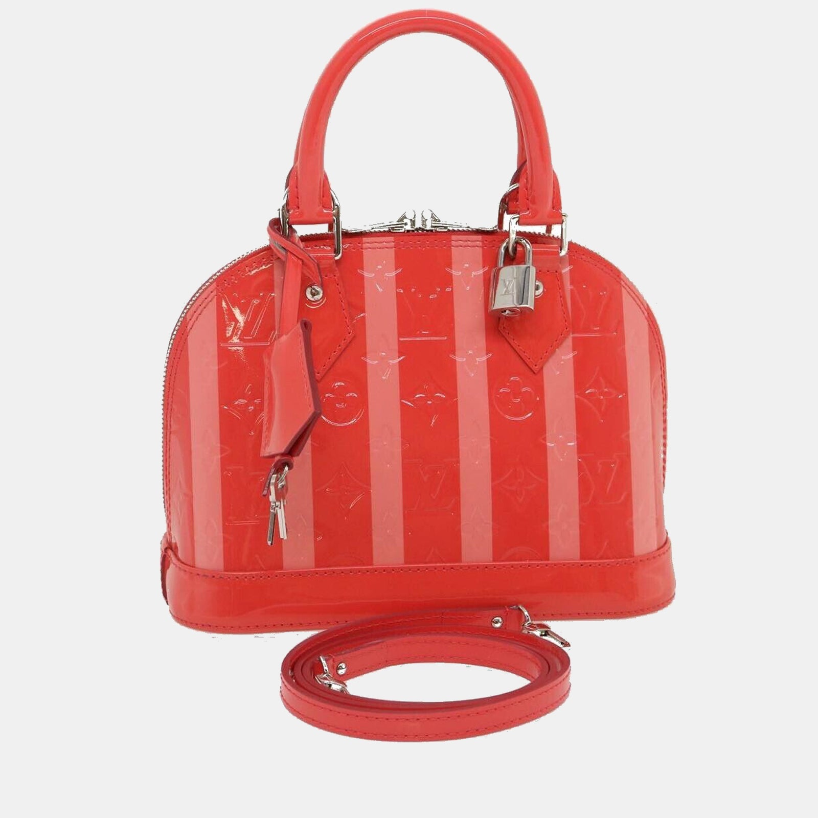 Louis Vuitton Red/Pink Monogram Vernis Rayures Alma BB Bag