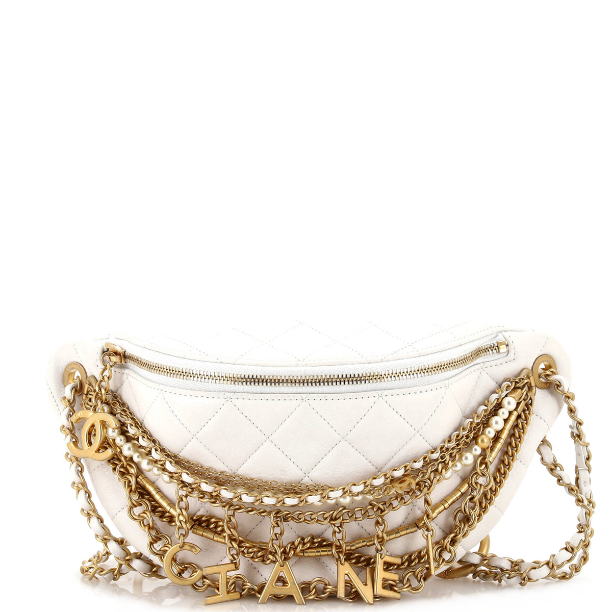 Chanel CHANEL All About Chains Waist Bag Quilted Lambskin