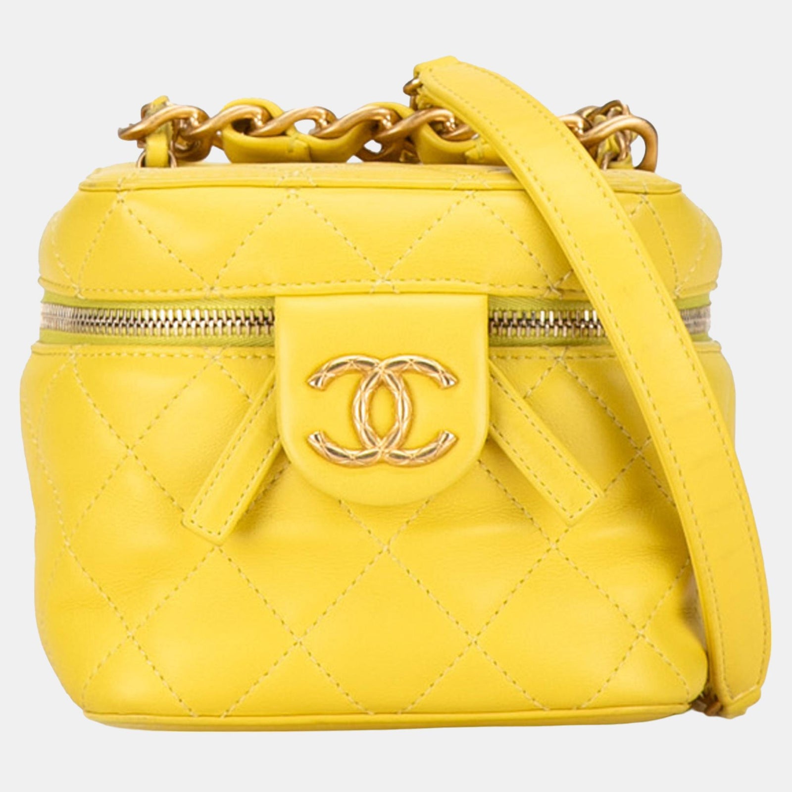 Chanel Yellow Small CC Lambskin Vanity Case