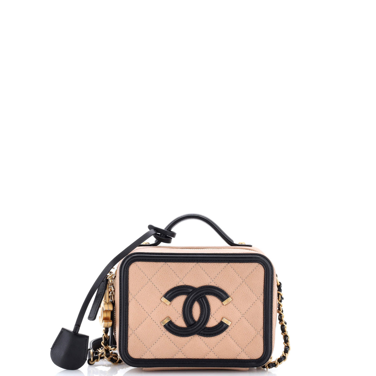Chanel CHANEL Filigree Vanity Case Quilted Caviar Small