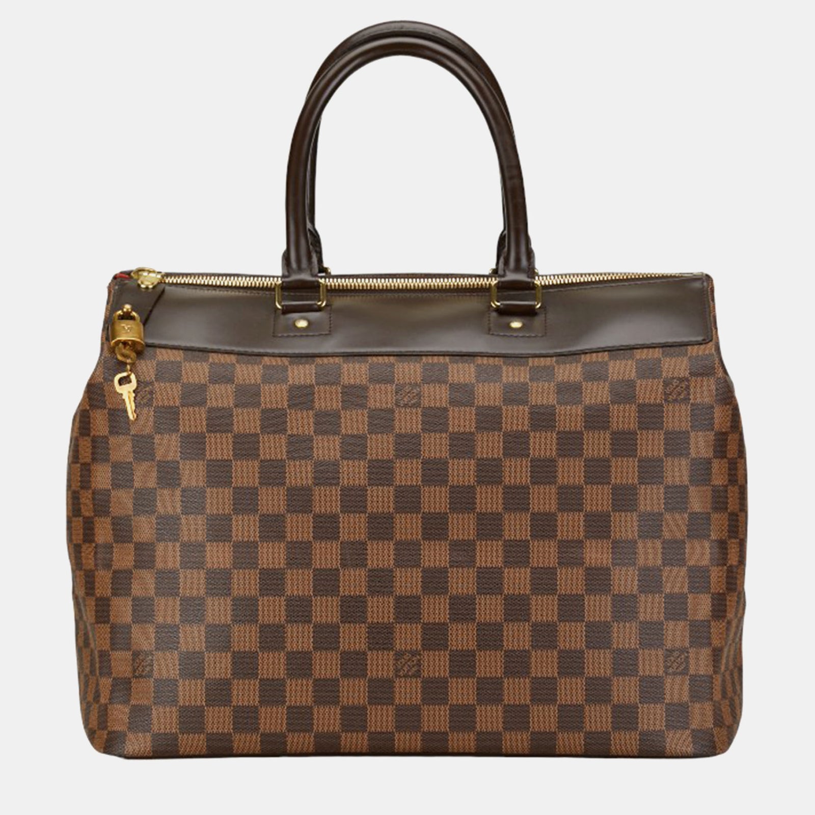 Louis Vuitton Sac à poignée supérieure Greenwich en toile Damier Ebene marron