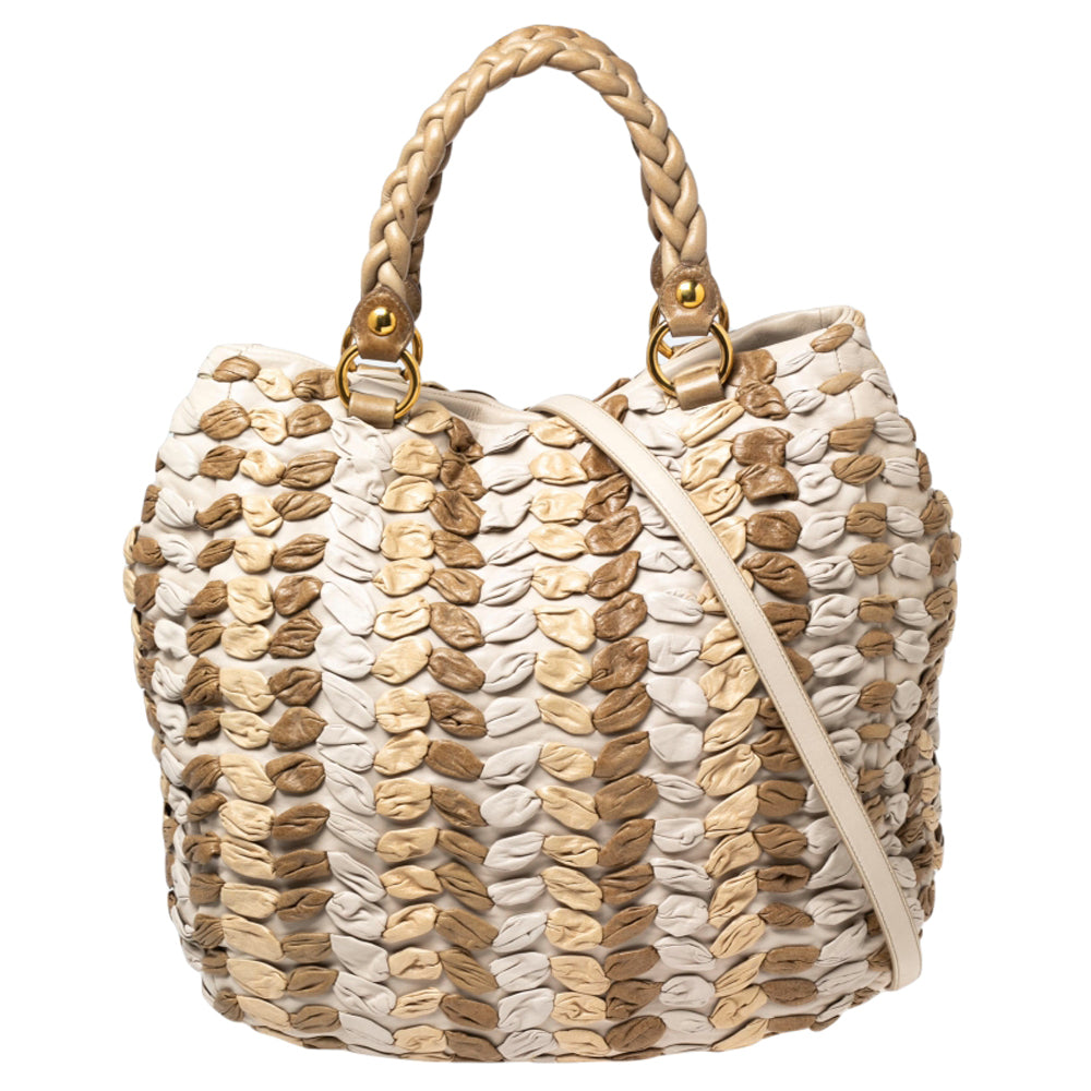 Multicolor Woven Leather Tote