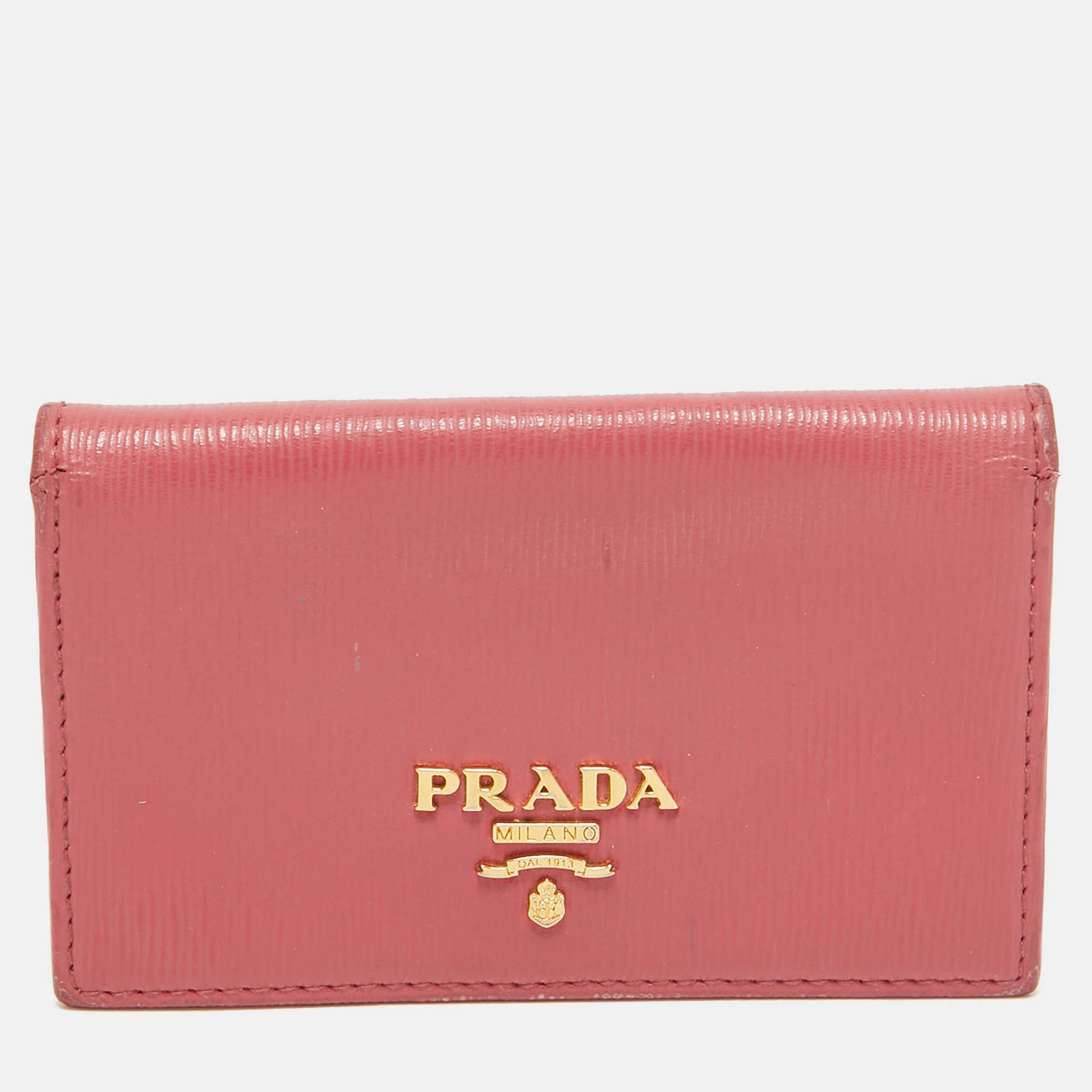 Prada Pink Vittello Move Leather Business Card Holder