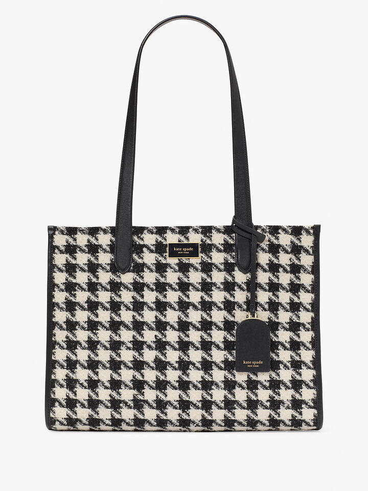 Kate Spade Au Manhattan Houndstooth Tweed Large Market Tote