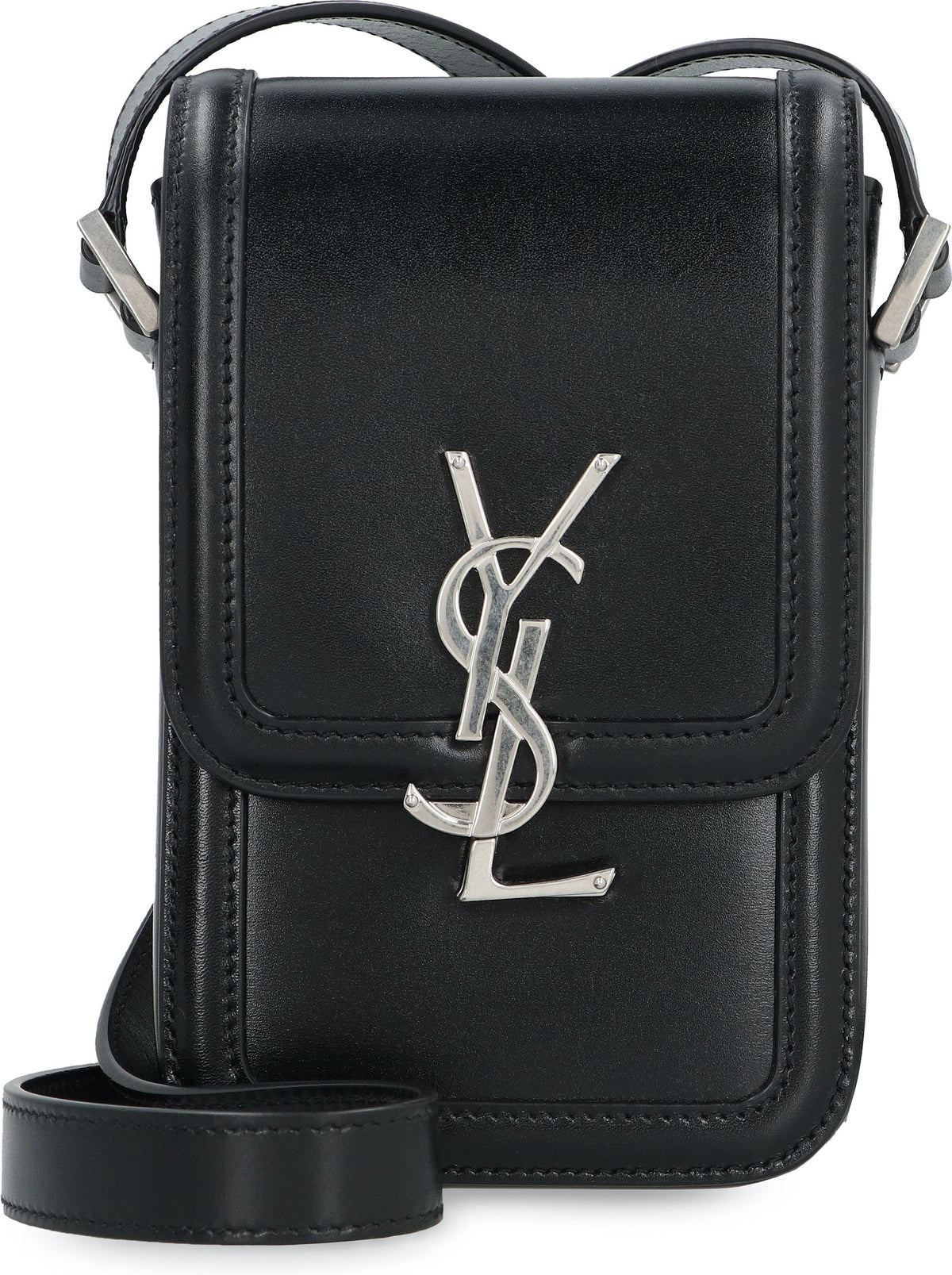 Saint Laurent Men's Solferino Leather Mini Crossbody Bag in Black | 7539630SX0E Color 1000