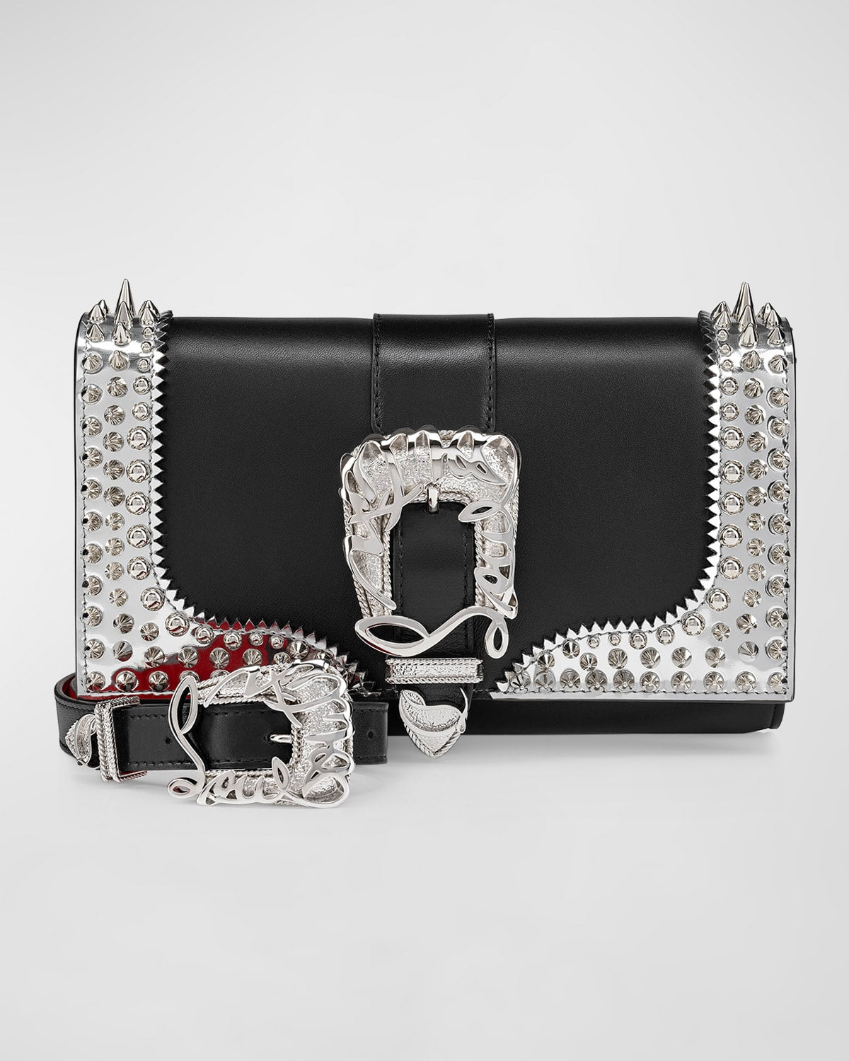 Christian Louboutin Giddy Paloma Buckle Spike Leather Clutch Bag
