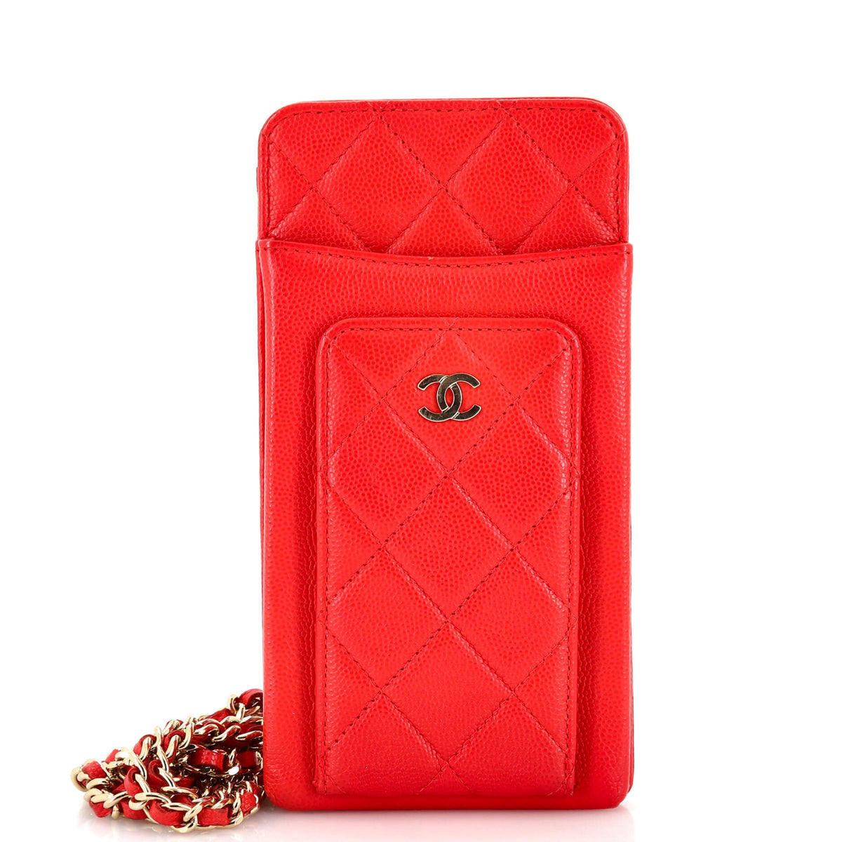 Chanel CHANEL O Phone Holder Crossbody Bag Quilted Caviar