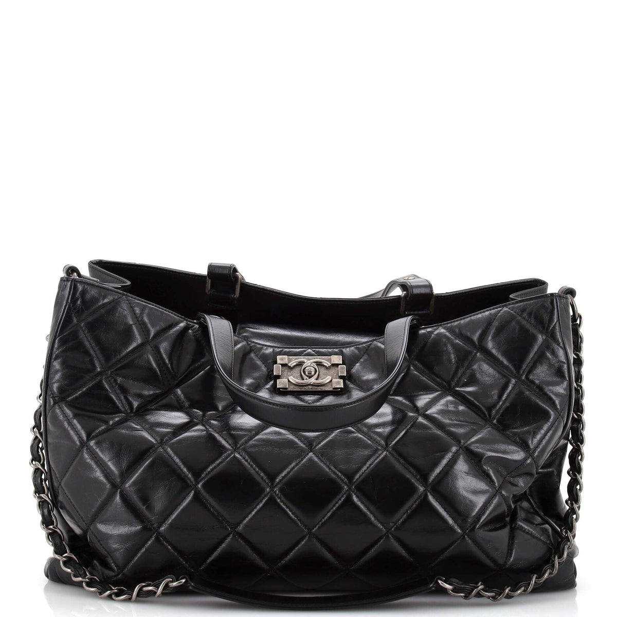 Chanel CHANEL Boy Shopping Tote Quilted Glazed Calfskin Large