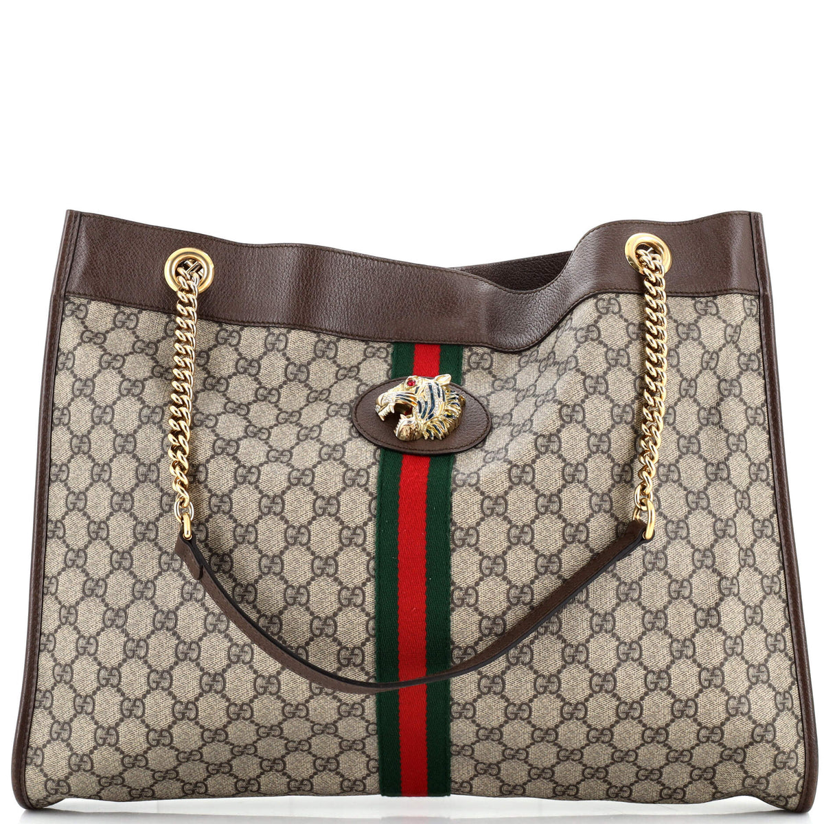 Gucci GUCCI Rajah Chain Tote GG Coated Canvas Large