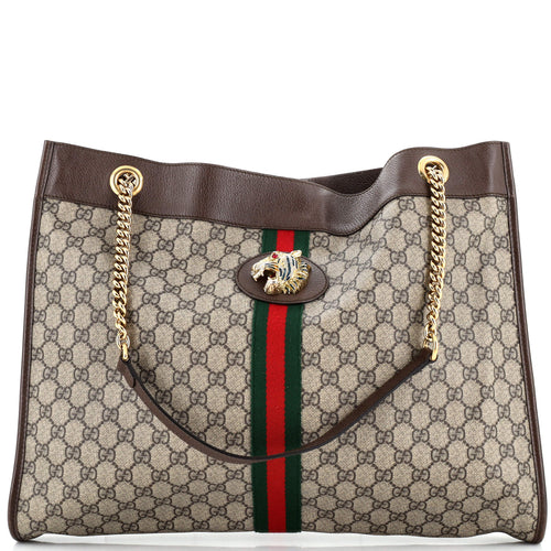 GUCCI Rajah Chain Tote GG Coated Canvas Large