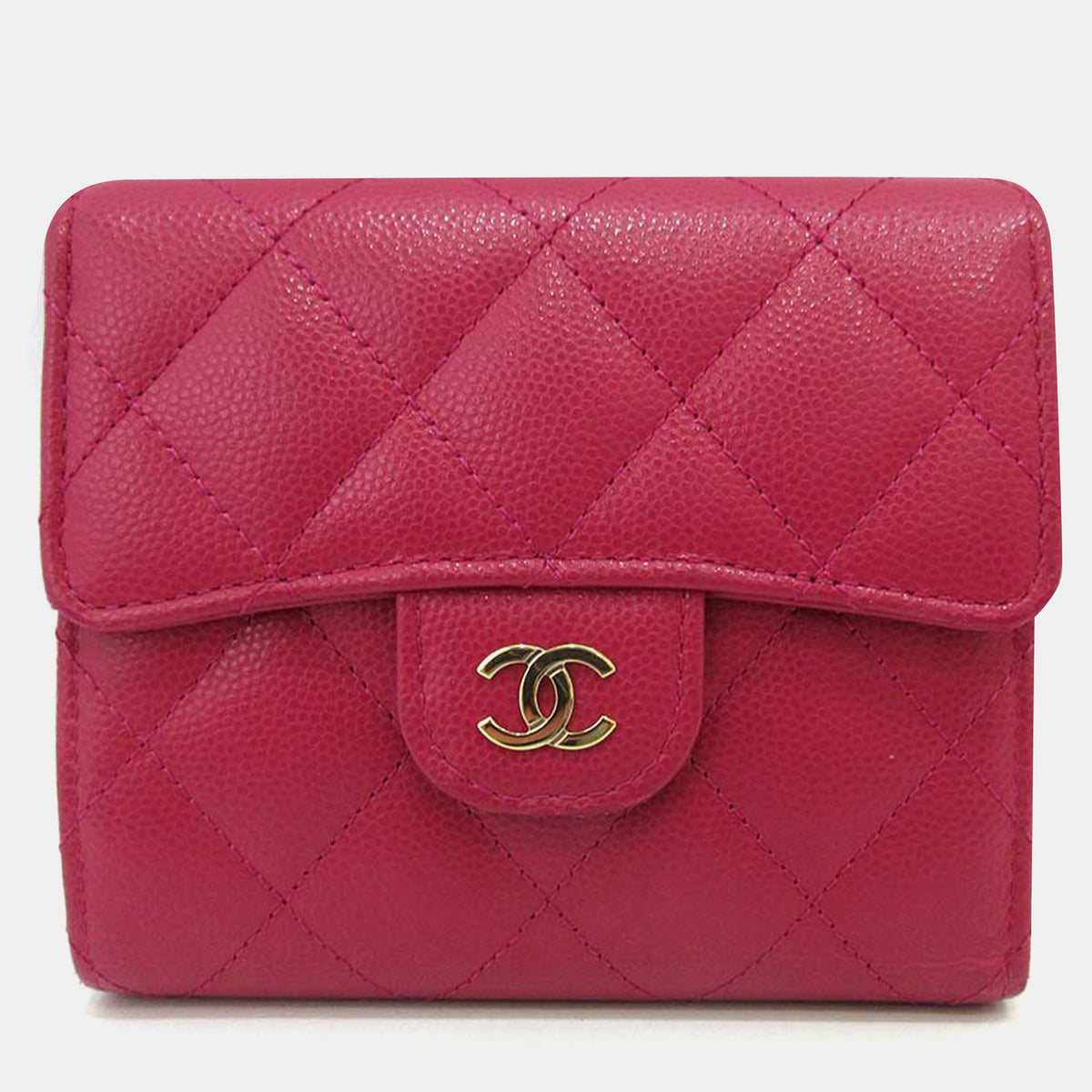 Chanel Pink Leather Compact Wallet