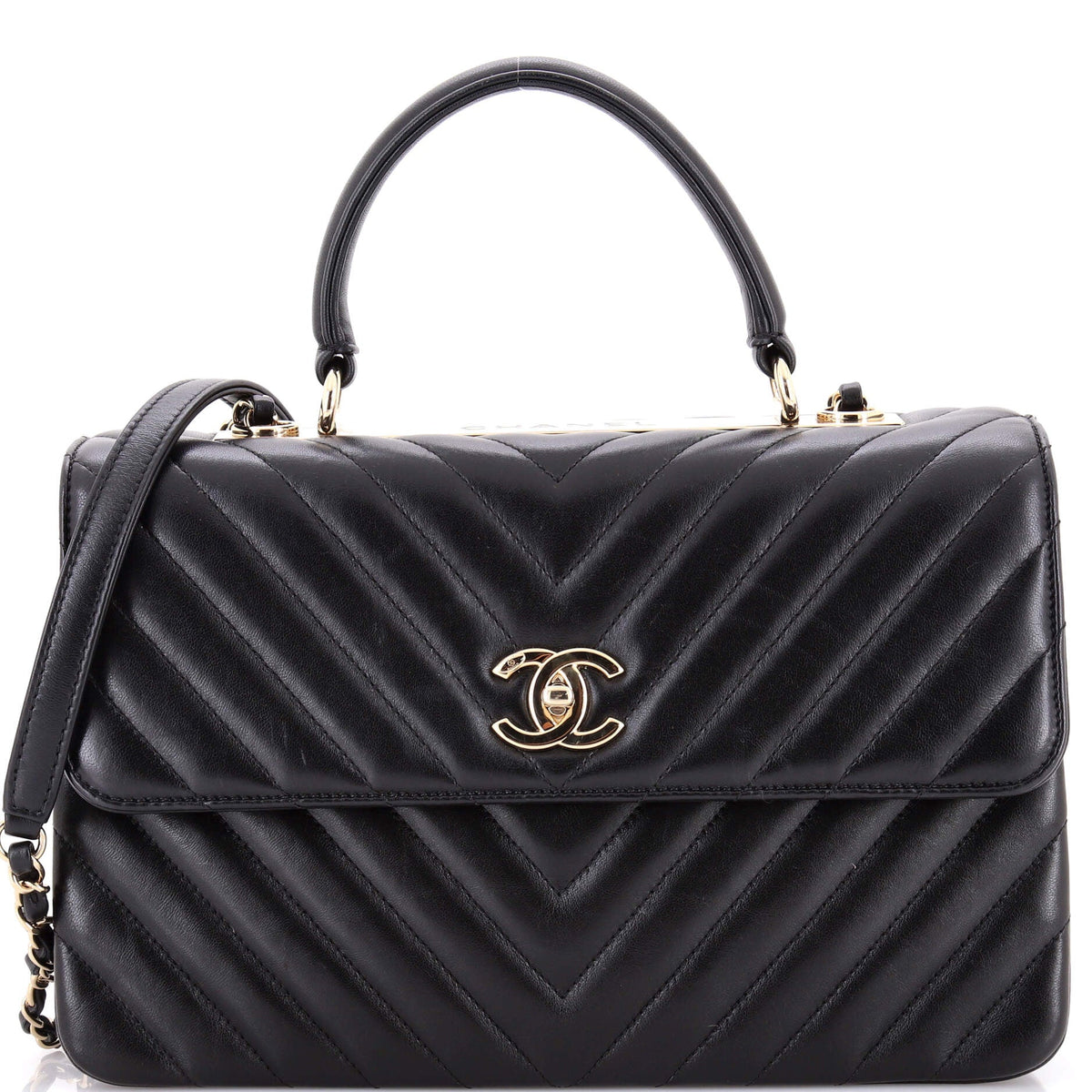 Chanel CHANEL Trendy CC Top Handle Bag Chevron Lambskin Medium