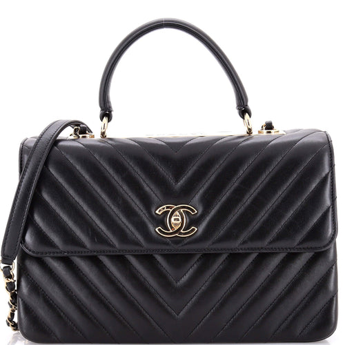 CHANEL Trendy CC Top Handle Bag Chevron Lambskin Medium