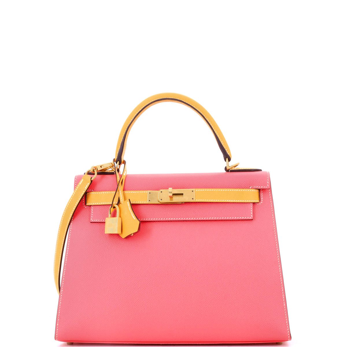 Herm?s Kelly Handbag Bicolor Epsom with Brushed Gold Hardware 28