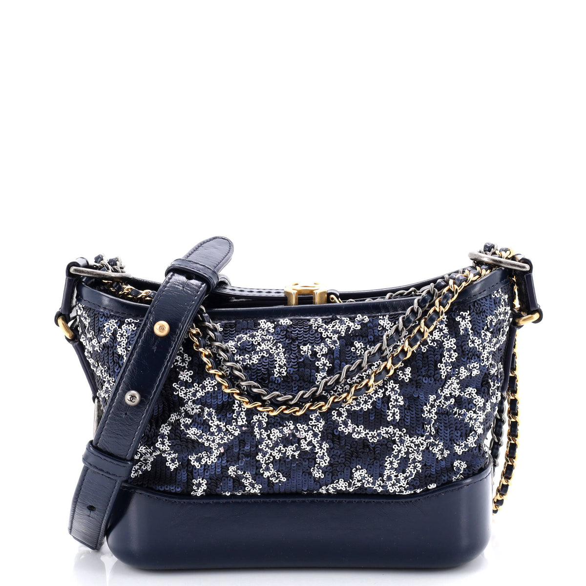 Chanel CHANEL Gabrielle Hobo Logo Motif Sequins Small