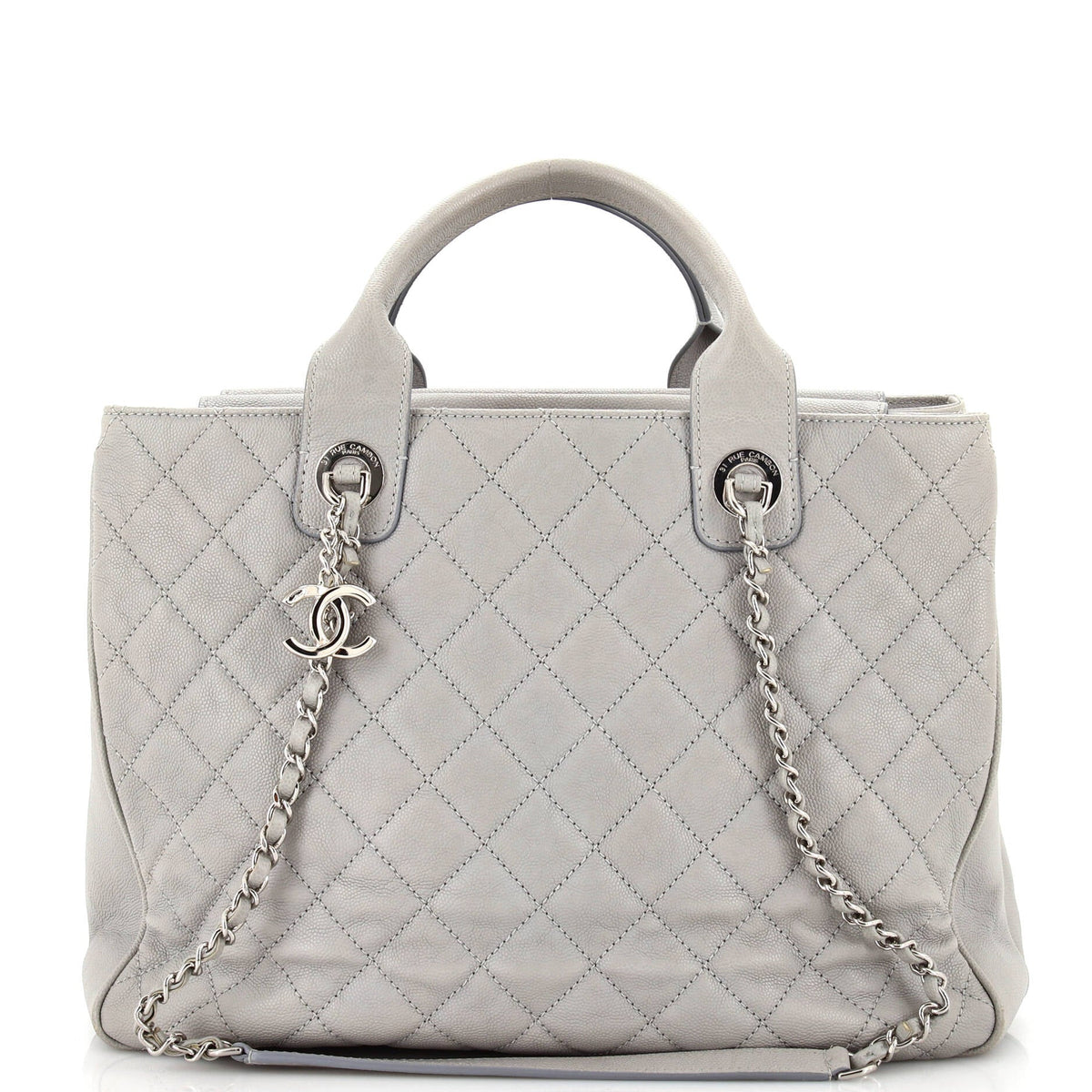 Chanel CHANEL Urban Companion Top Handle Shopping Tote Quilted Caviar Large