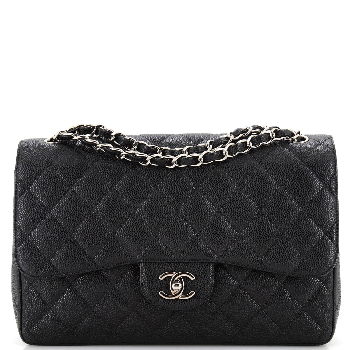 Chanel CHANEL Classic Double Flap Bag Quilted Caviar Jumbo