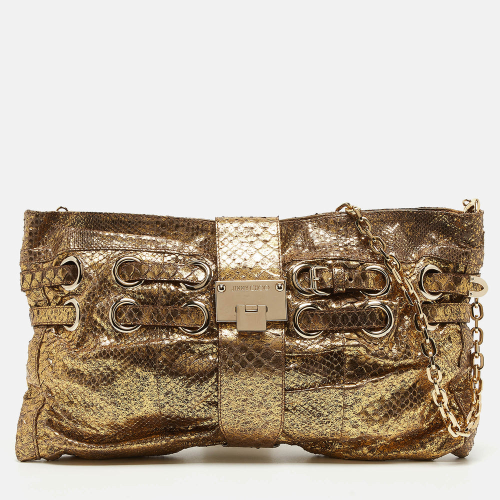 Gold Python Oversize Ramona Chain Clutch