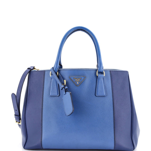 PRADA Bicolor Double Zip Lux Tote Saffiano Leather Medium