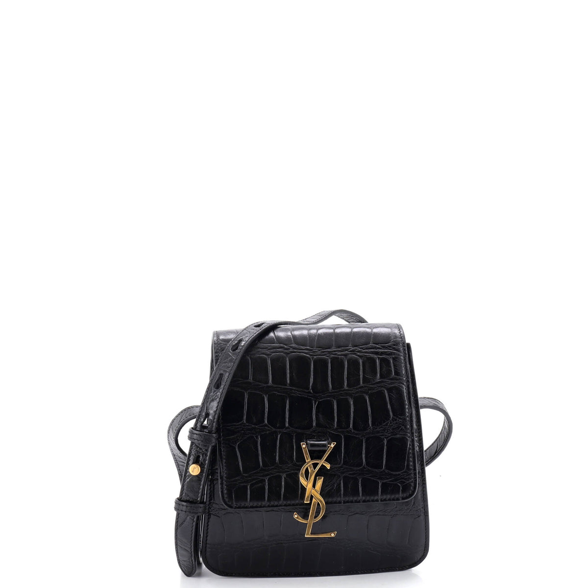 Saint Laurent Kaia Flap Satchel Crocodile Embossed Leather North South