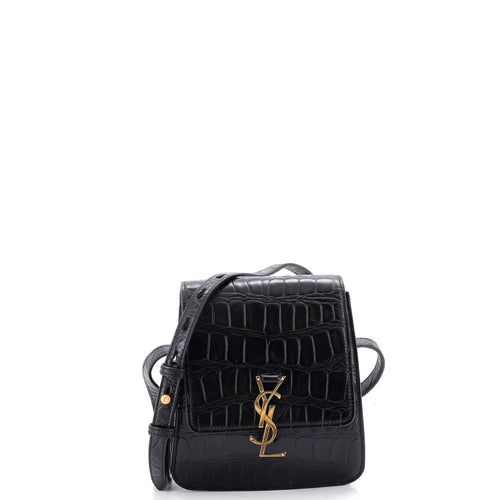 Kaia Flap Satchel Crocodile Embossed Leather North South