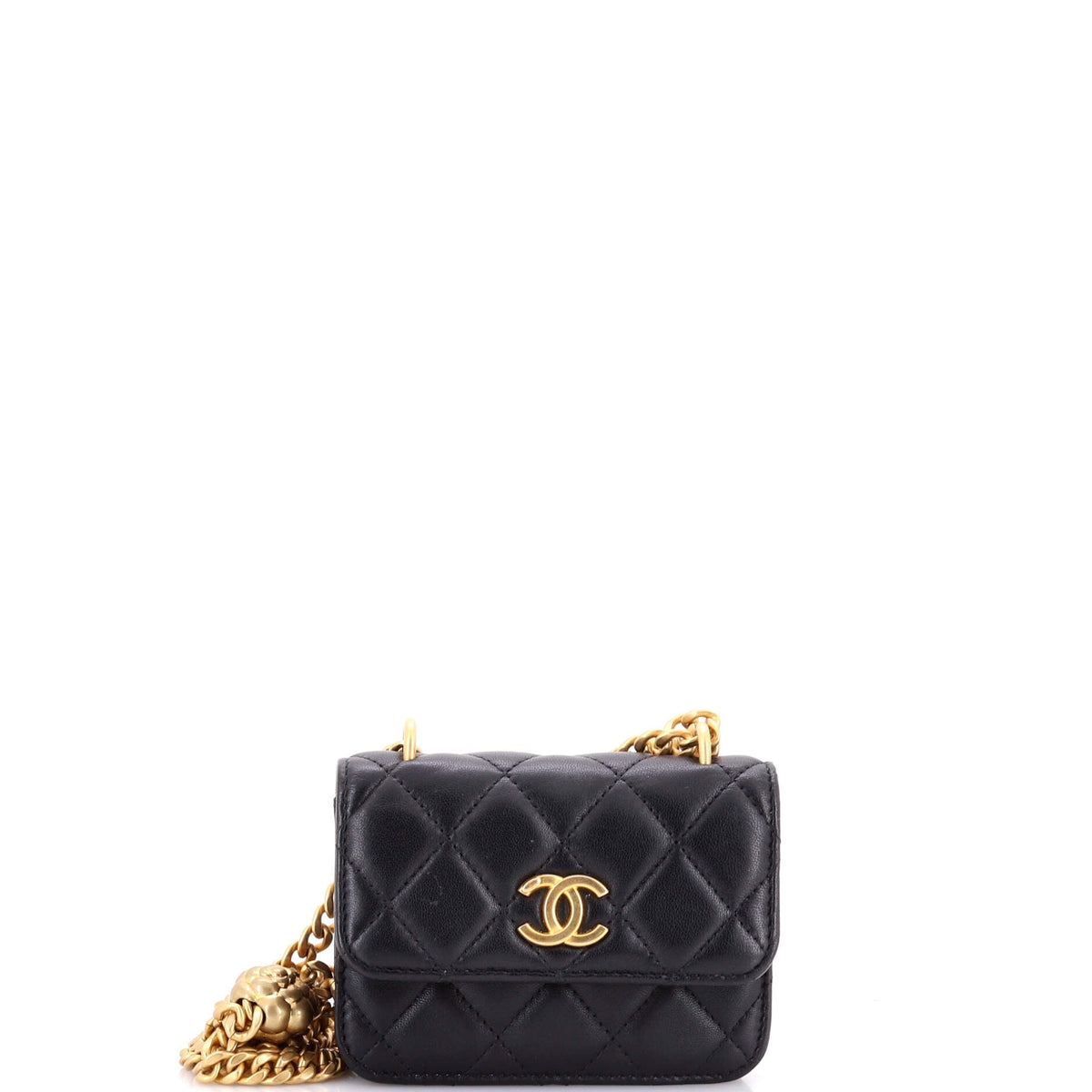 Chanel CHANEL Sweet Camellia Flap Clutch with Chain Quilted Lambskin Mini