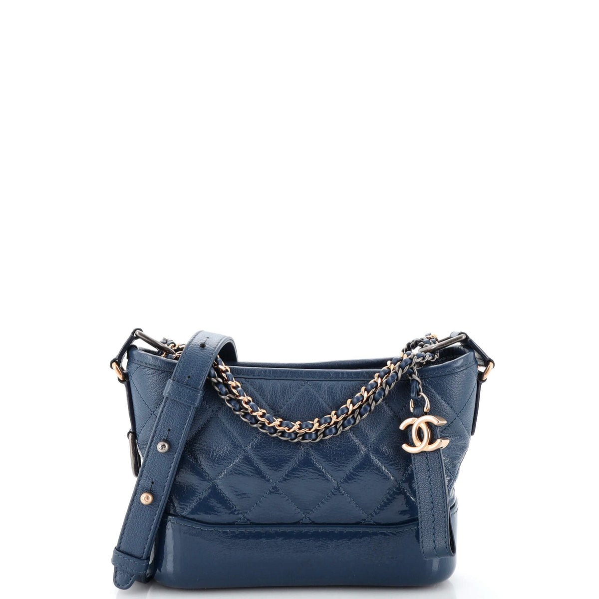 Chanel CHANEL Gabrielle Hobo Quilted Goatskin and Patent Small