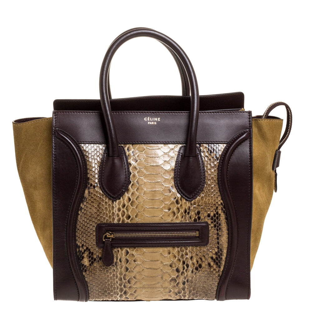 Celine Multicolor Python,Suede and Leather Mini Luggage Tote