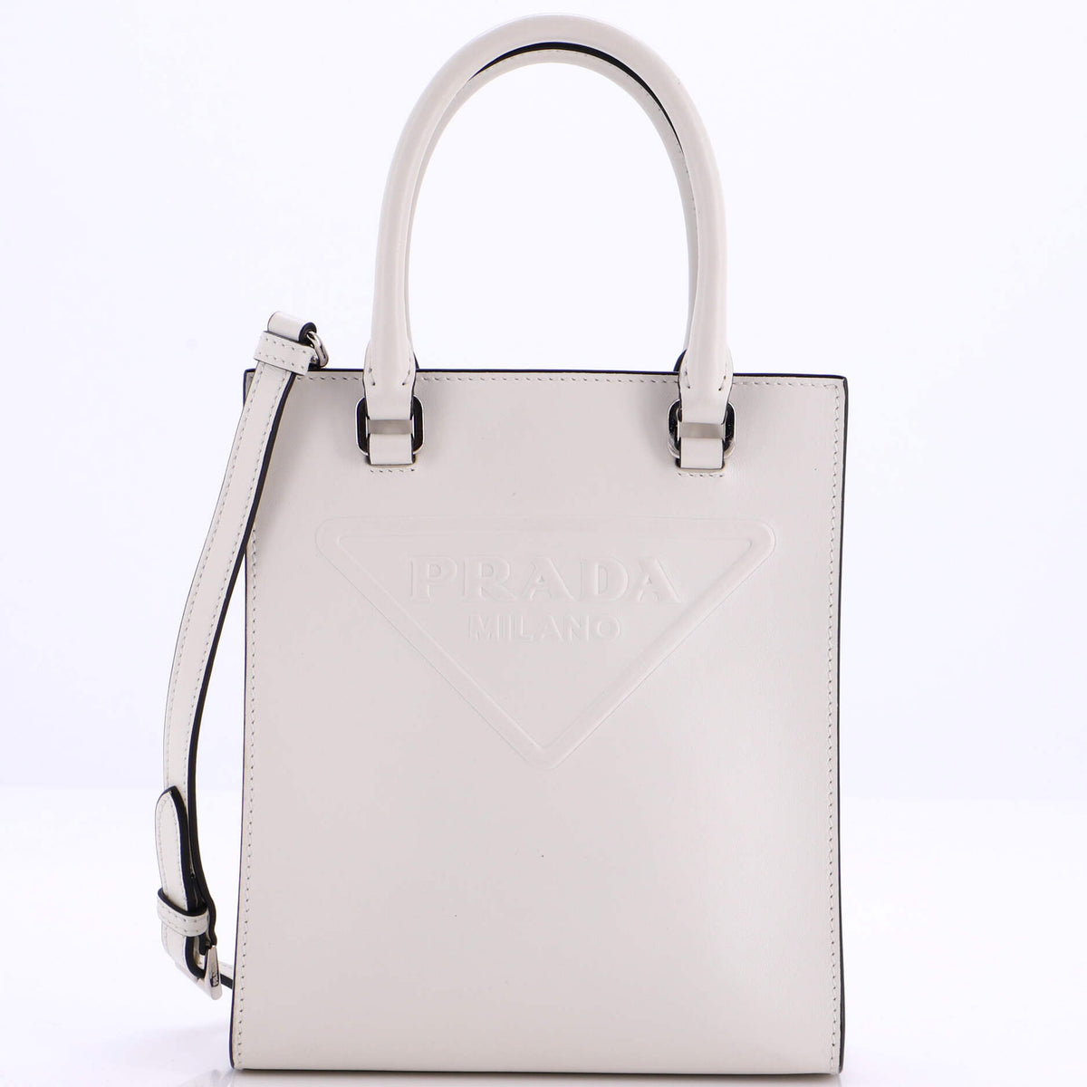 Prada PRADA Logo Drill Tote Leather Mini