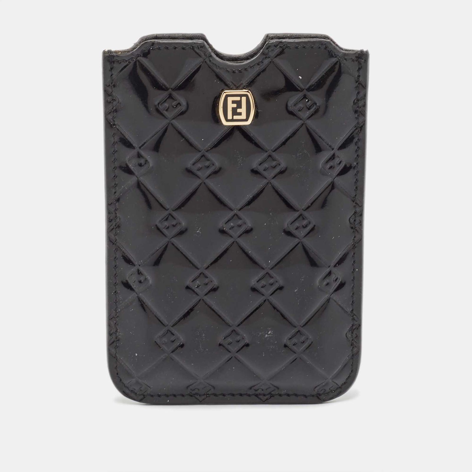 Fendi Black Embossed Patent Leather Fendilicious Phone Cover