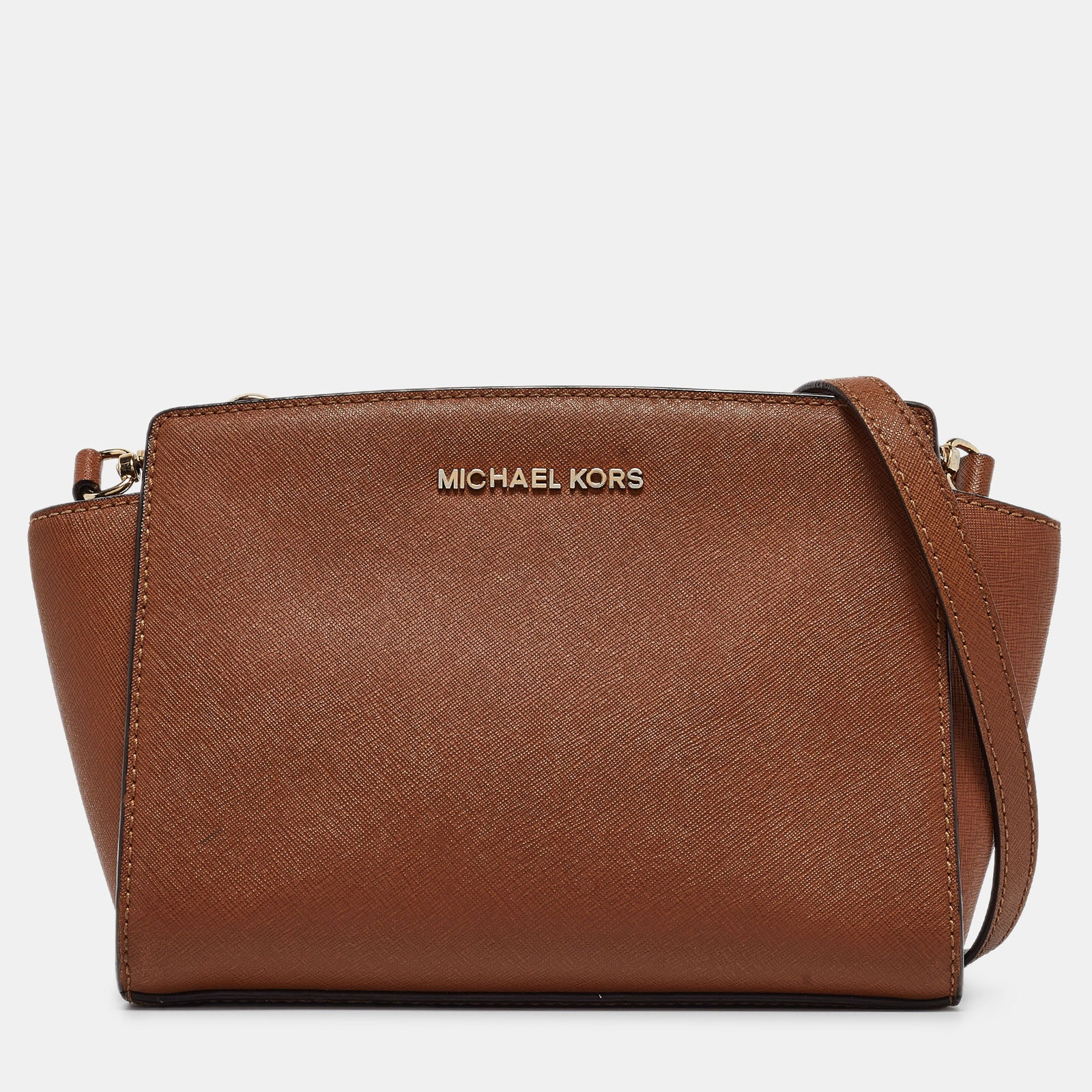 Michael Kors Brown Leather Small Selma Crossbody Bag