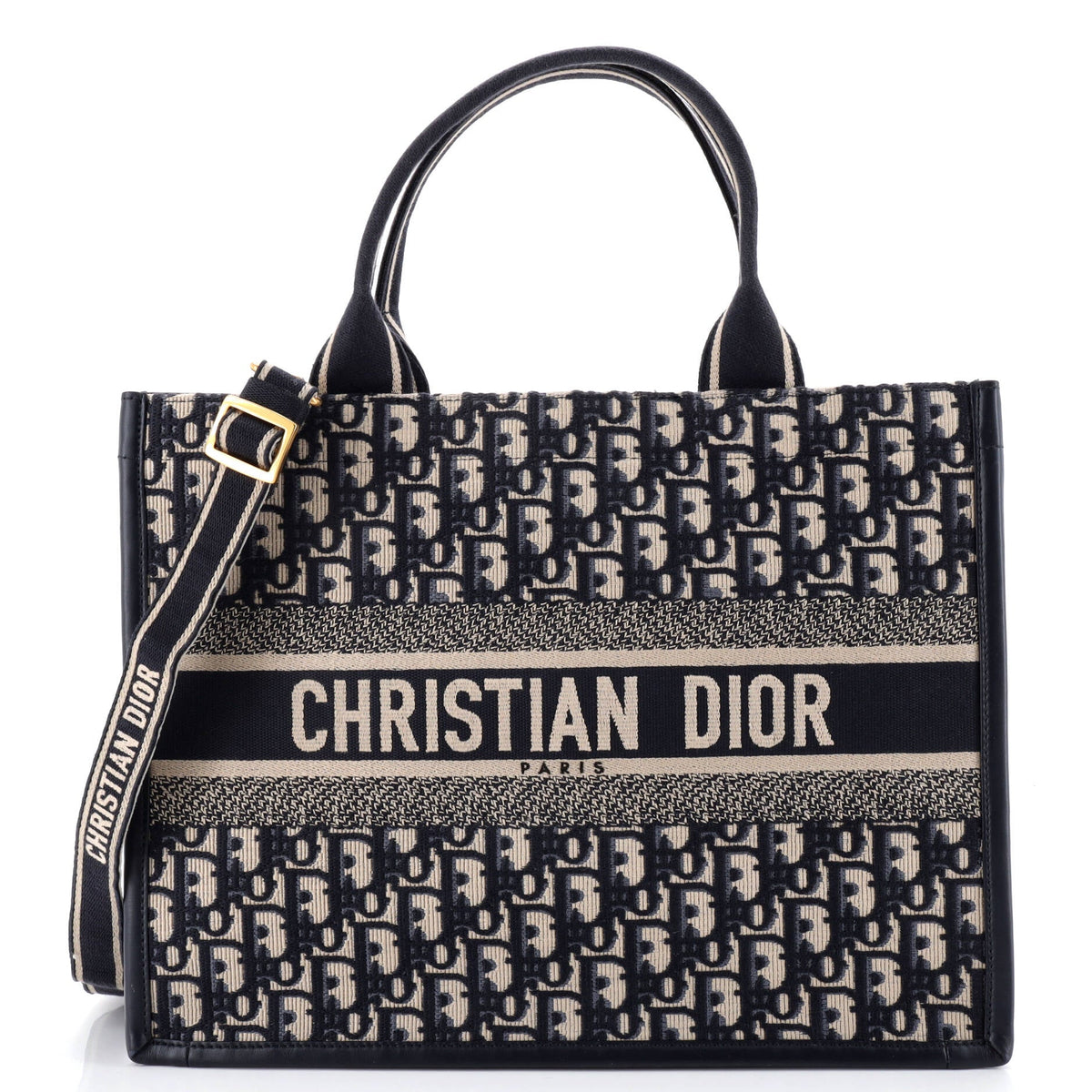 Christian Dior Book Tote with Strap Oblique Canvas Medium