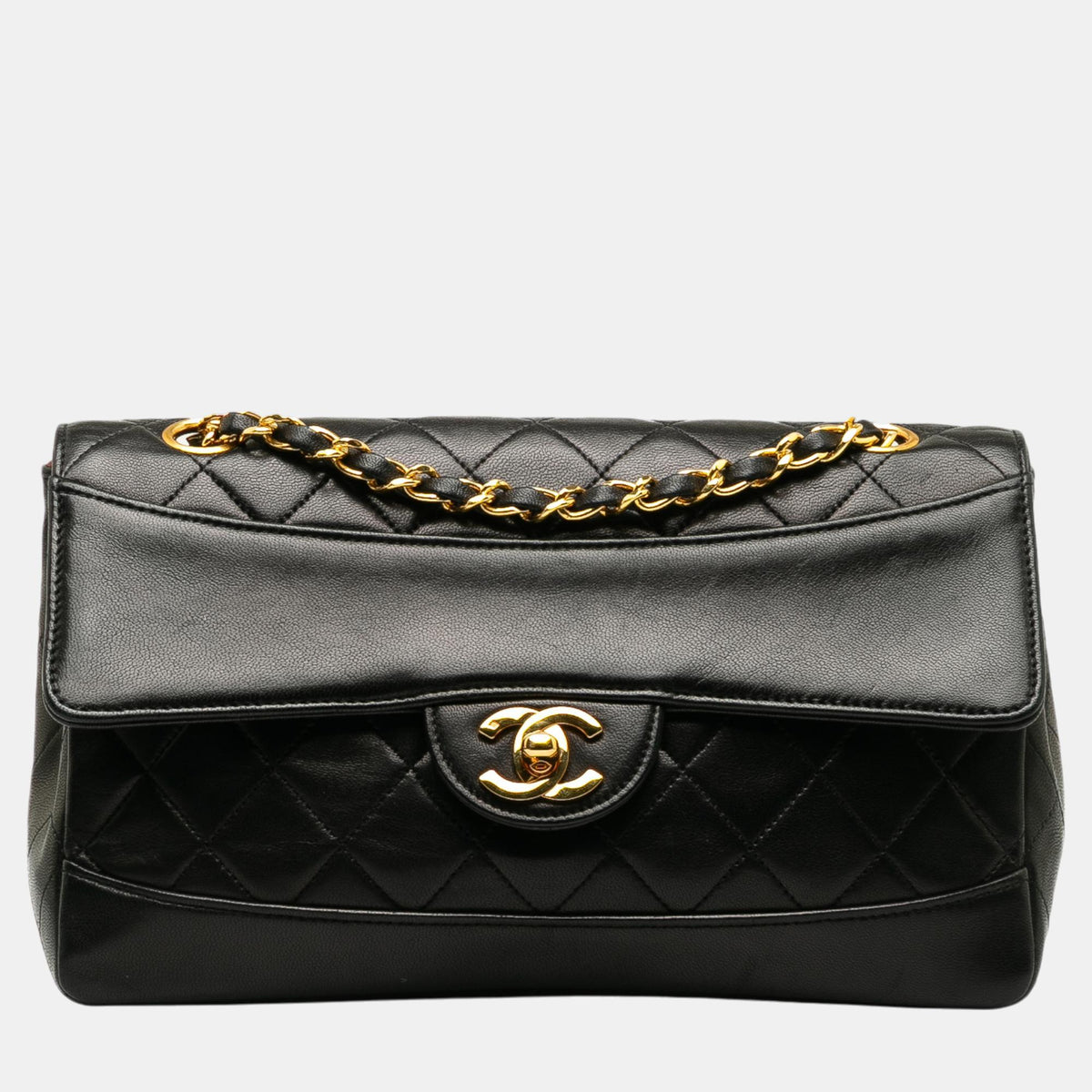 Chanel Black CC Matelasse Lambskin Flap Crossbody Bag