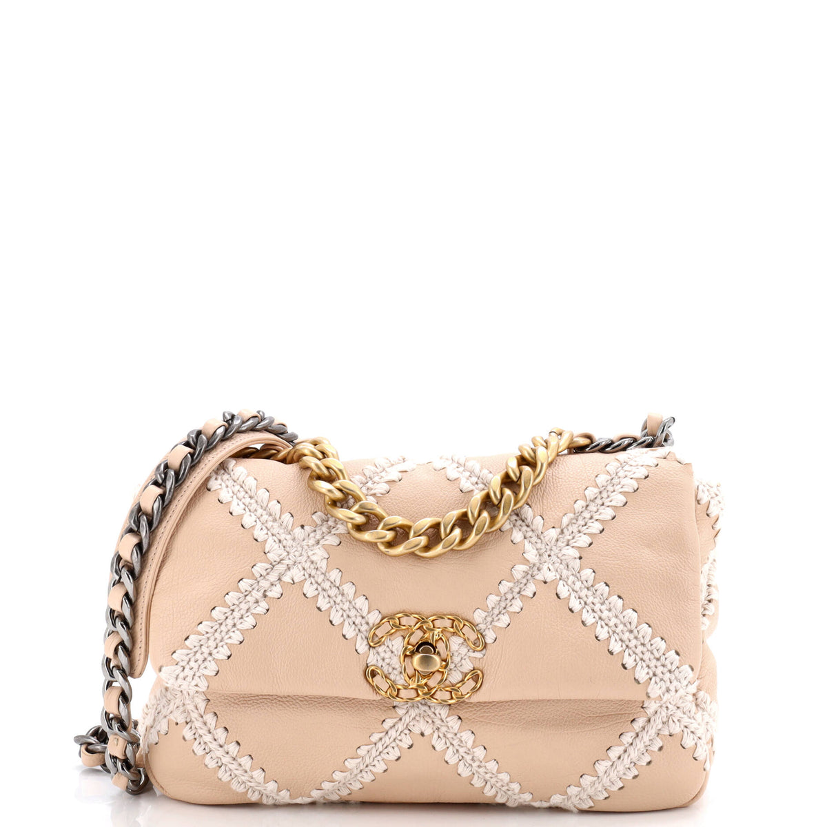 Chanel CHANEL 19 Flap Bag Crochet Quilted Calfskin Medium