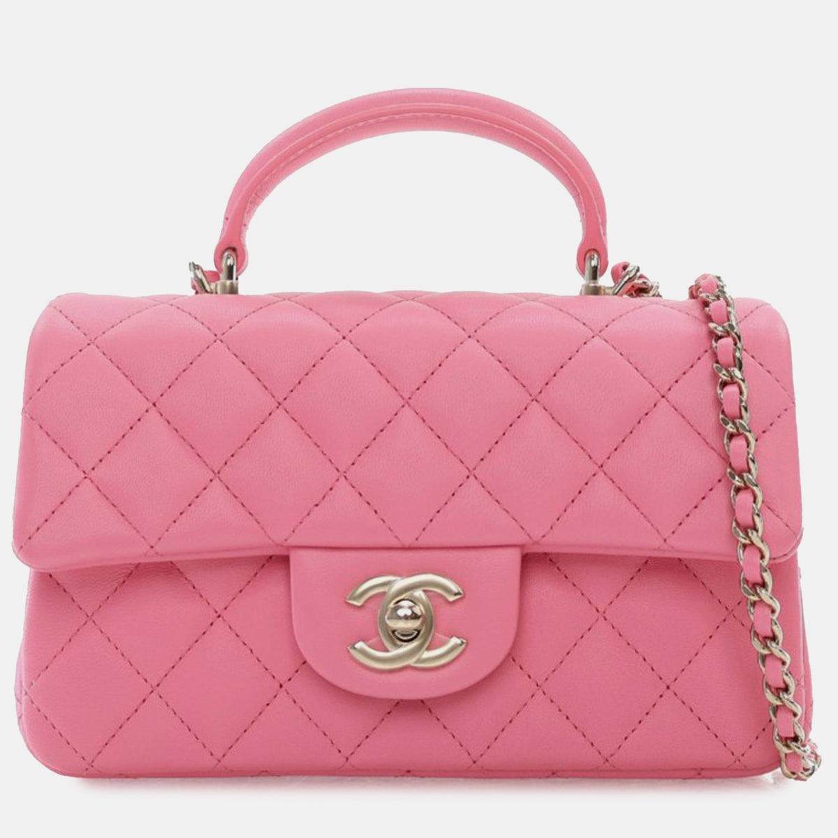 Chanel Mini Rectangular Lambskin Top Handle Single Flap