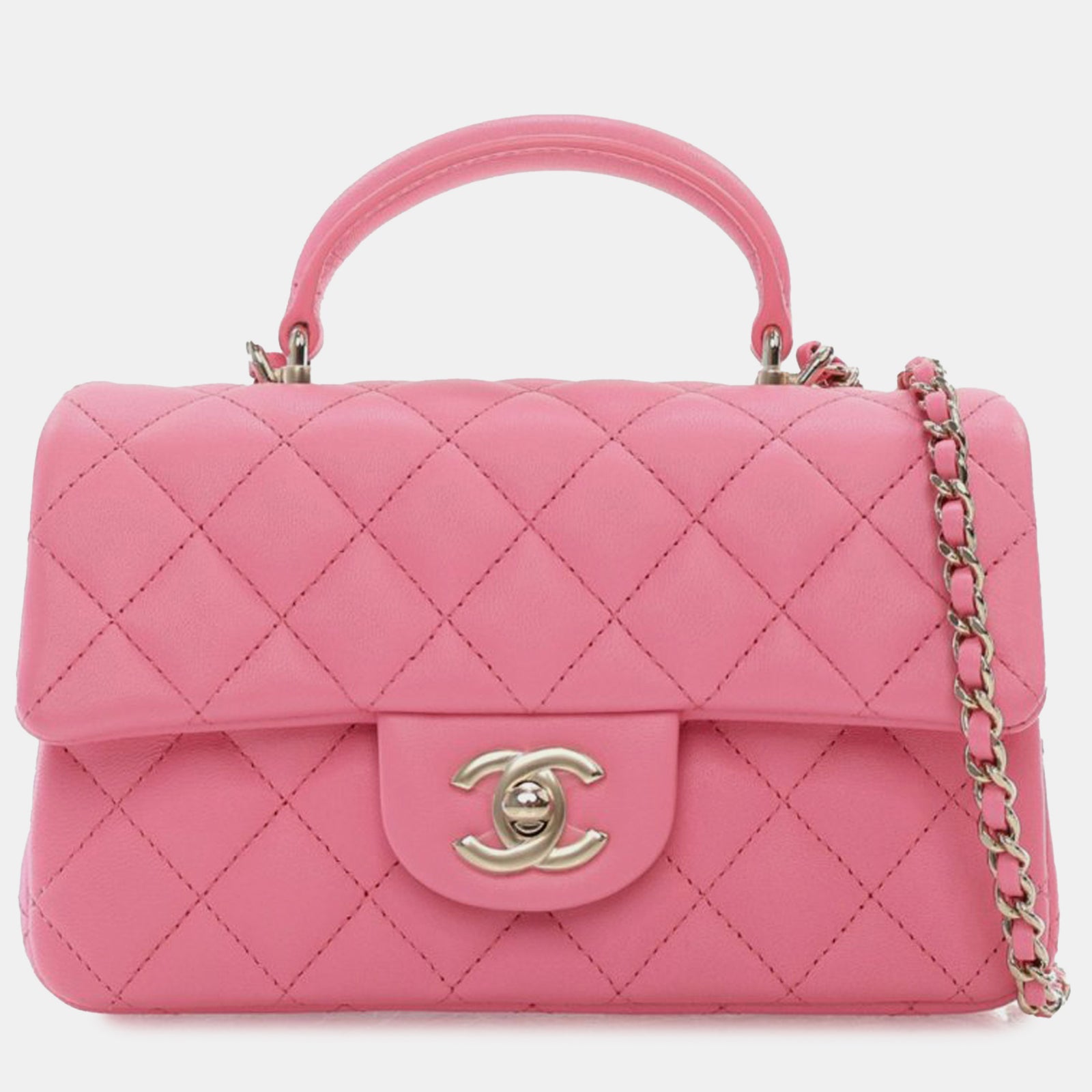 Chanel Kleine rechteckige Handtasche aus Lammleder mit Griff an der Oberseite und einzelner Klappe