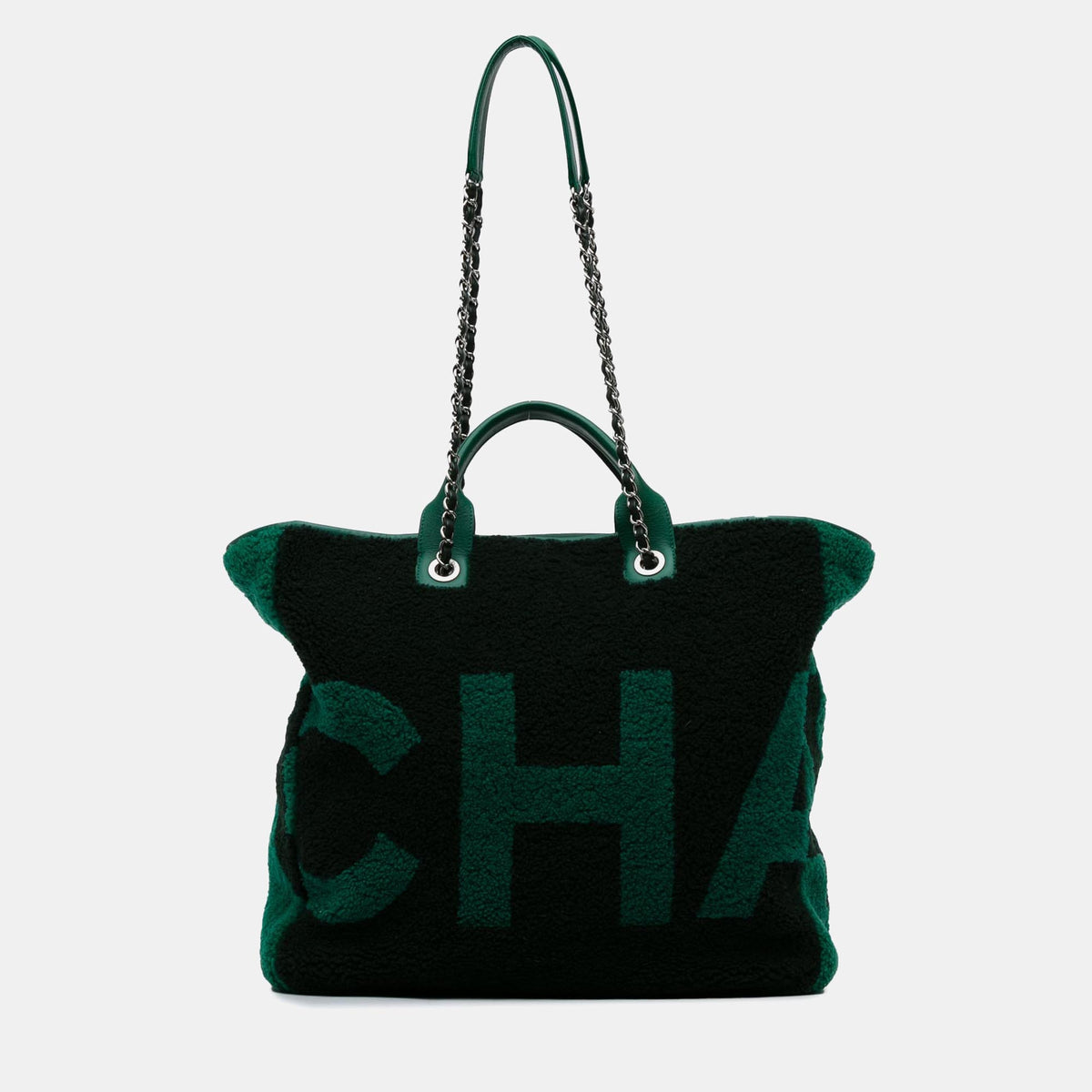 Chanel Large Shearling and Calfskin Deauville Shopping Tote Bag